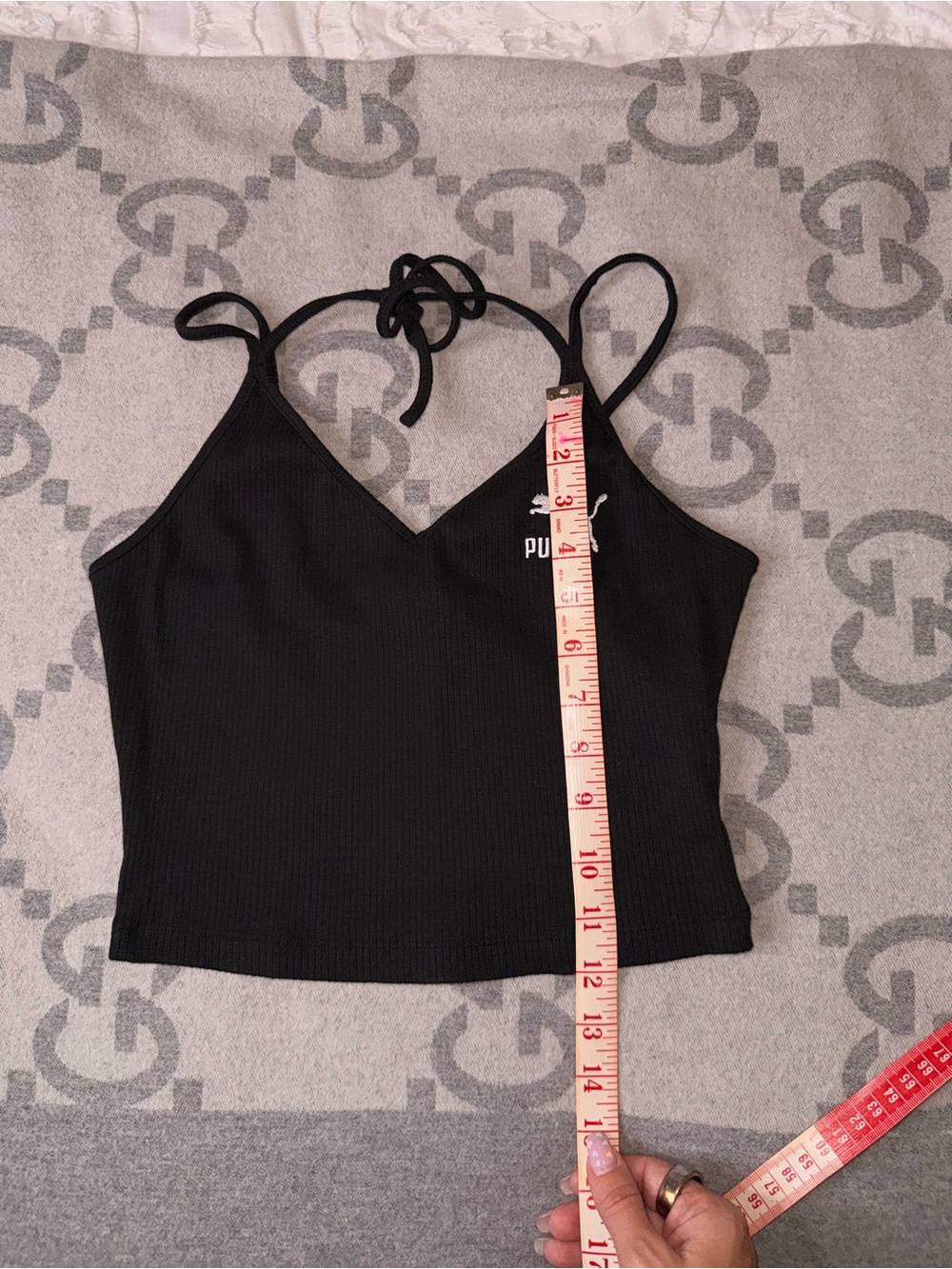 Puma Black Ribbed Cropped Tank - Picture 4 of 7